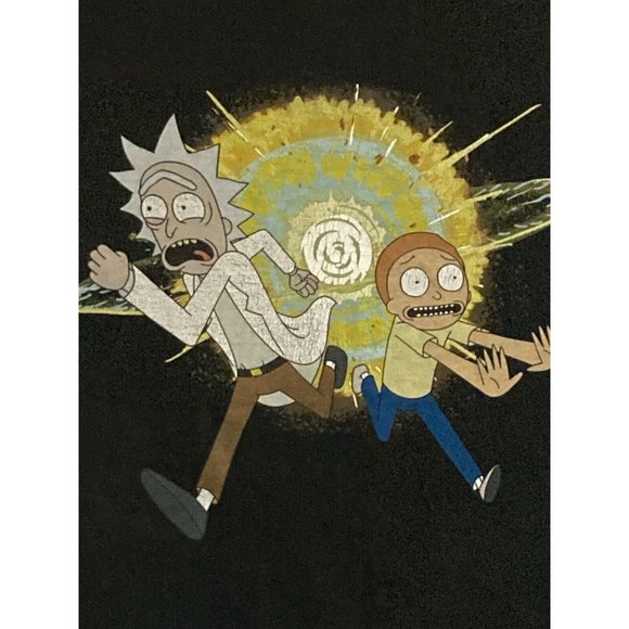 Rick and Morty Unisex Medium T Shirt Black Graphic Ripple Junction Adult Swim - Picture 2 of 4